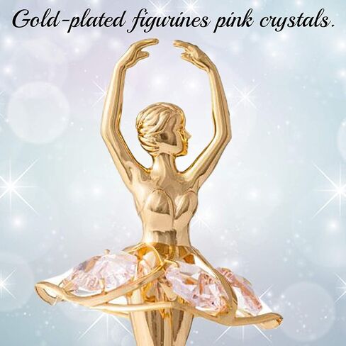 صندوق موسيقى ماتاشي راقصة باليه مطلي بالذهب 24 قيراط مع كريستالات وردية، ديكور منزلي لغرفة النوم، زينة على الطاولة هدية للزوجة الموسيقية والأم في عيد الأم وعيد الميلاد وعيد الحب (الذاكرة) in Kuwait