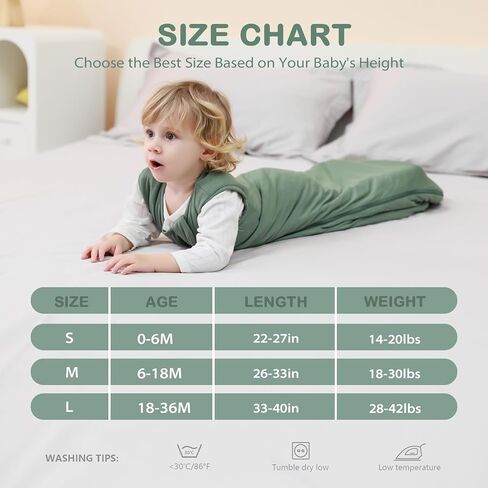 Mosebears Unisex Baby Sleep Sack 1.0 TOG, Supersoft Rayon Made from Bamboo Wearable Blanket with 2-Way Zipper (Dark Green,6-18 Months) in Saudi Arabia