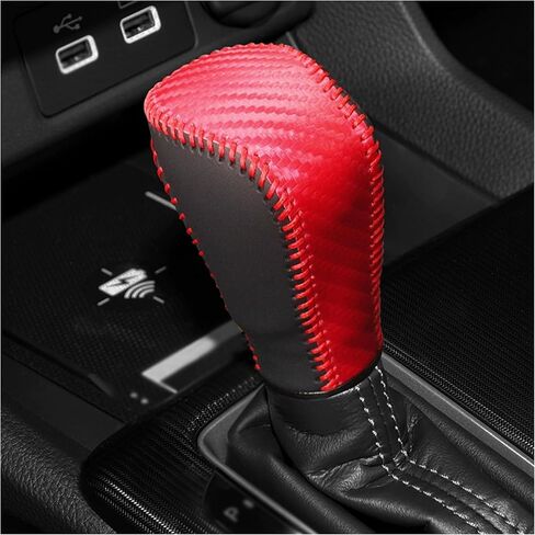 wedfish Carbon Fiber Car Gear Shift Knob Cover,Leather Stick Shift Cover with Needle & Thread,Stylish Car Decorations Car Shift Knob Cover Compatible with Honda Inspire Crider Integra (Black) in Saudi Arabia