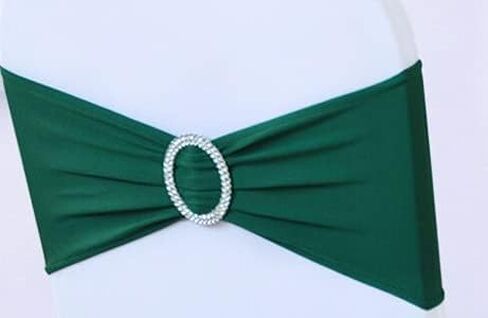 AMERRY 50 Pcs Spandex Chair Bands Sashes Folding Chair Covers Chair Sashes Clearance Chair Bows for Wedding Party Banquet Christmas Thanksgiving Baby Shower Event Decorations (Black Green,50 PCS) in Saudi Arabia
