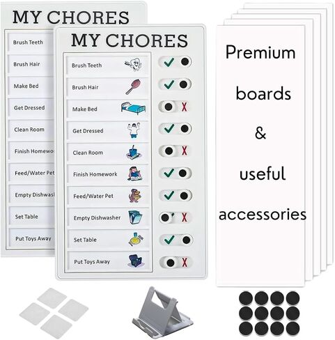 2 Pcs to Do List Checklist Boards Chore Chart Memo Tools Detachable Message Kids Planner Checklist Slider Schedule Planning with Accessories Planning Boards for Kids Organization ADHD Tools in Saudi Arabia