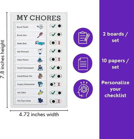 2 Pcs to Do List Checklist Boards Chore Chart Memo Tools Detachable Message Kids Planner Checklist Slider Schedule Planning with Accessories Planning Boards for Kids Organization ADHD Tools in Saudi Arabia
