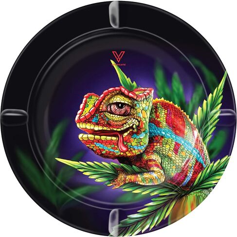 V Syndicate Metal Ashtray 5.5"L x 5.5"W x 1"H - Full Color, High Definition, Easy to Clean, Discreet Packaging - Multiple Designs for Every Smoker - Perfect for On-the-Go Use (Cloud 9 Chameleon) in Saudi Arabia