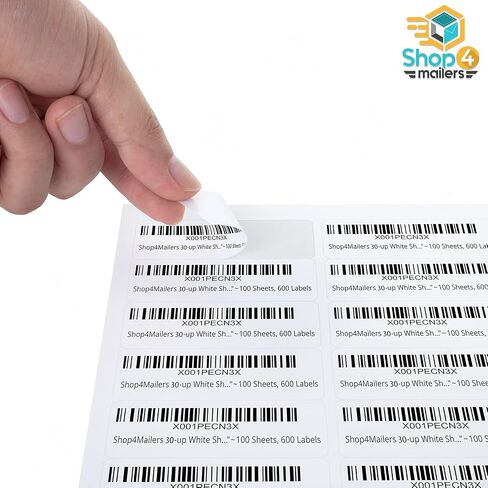 ملصقات شحن ذاتية اللصق بيضاء اللون مقاس 30 قطعة مقاس 1 × 2 5/8 بوصة سهلة التقشير لطابعات الليزر وطابعات الحبر - 100 ورقة - عدد 3000 ملصق in Kuwait
