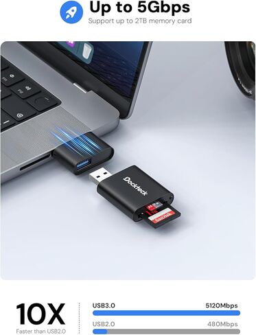 Dockteck SD Card Reader, 5G Super Speed USB3.0 SD/TF Card Reader, 3-Slot USB A/C to SD/Micro SD/USB A Memory Card Reader for UHS-I SD/Micro SD/SDHC/SDXC/MMC, Support OTG for Plug&Play,Green in Saudi Arabia
