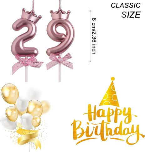 شموع عيد الميلاد التاسع والتسعين، لون ذهبي وردي 92 29 عامًا، شموع عيد ميلاد عدد شموع عيد الميلاد، هدايا زينة حفلات عيد ميلاد سعيد للنساء والرجال in Kuwait