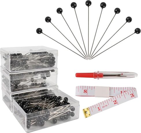 400 Pcs Black Color Straight Pins 1.5" Pearlized Ball Head for Sewing Quilting and Craft Decoration in Saudi Arabia