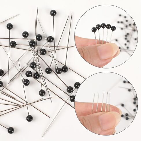 400 Pcs Black Color Straight Pins 1.5" Pearlized Ball Head for Sewing Quilting and Craft Decoration in Saudi Arabia