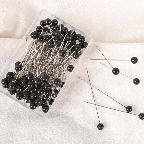 400 Pcs Black Color Straight Pins 1.5" Pearlized Ball Head for Sewing Quilting and Craft Decoration in Saudi Arabia