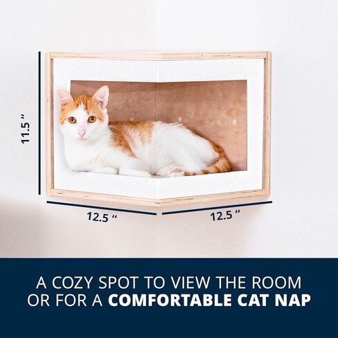 أثاث حائط للقطط مع درجات، أرفف حائط للقطط، مجموعة أثاث مثبتة على الحائط للقطط، أرفف عائمة ومجاثم للتسلق، أبيض in Kuwait