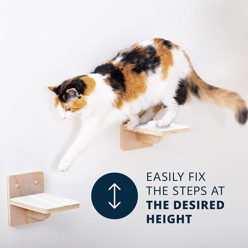 أثاث حائط للقطط مع درجات، أرفف حائط للقطط، مجموعة أثاث مثبتة على الحائط للقطط، أرفف عائمة ومجاثم للتسلق، أبيض in Kuwait