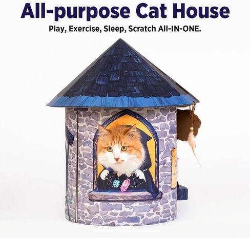SMILE PAWS Cat Beds for Indoor Cats, Cardboard Cat House with Scratchers, Psychic House, Large Sturdy Cat Furniture Condo Cave Tent, Easy to Assemble Pet Toys Accessories Stuffs, Bunny Small Animals in Saudi Arabia