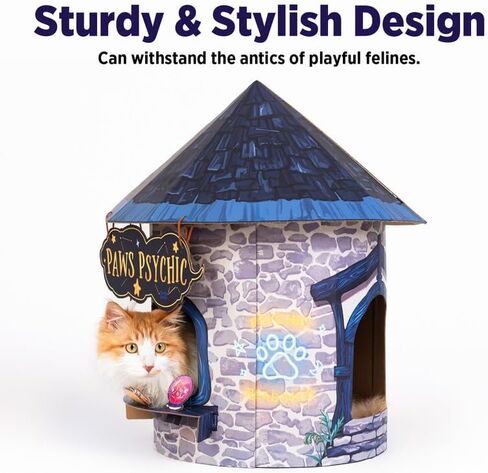 SMILE PAWS Cat Beds for Indoor Cats, Cardboard Cat House with Scratchers, Psychic House, Large Sturdy Cat Furniture Condo Cave Tent, Easy to Assemble Pet Toys Accessories Stuffs, Bunny Small Animals in Saudi Arabia