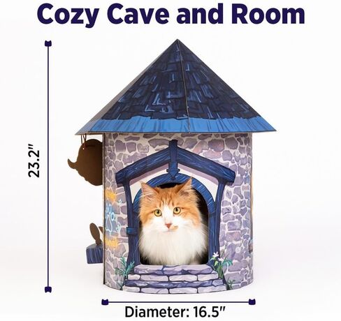 SMILE PAWS Cat Beds for Indoor Cats, Cardboard Cat House with Scratchers, Psychic House, Large Sturdy Cat Furniture Condo Cave Tent, Easy to Assemble Pet Toys Accessories Stuffs, Bunny Small Animals in Saudi Arabia