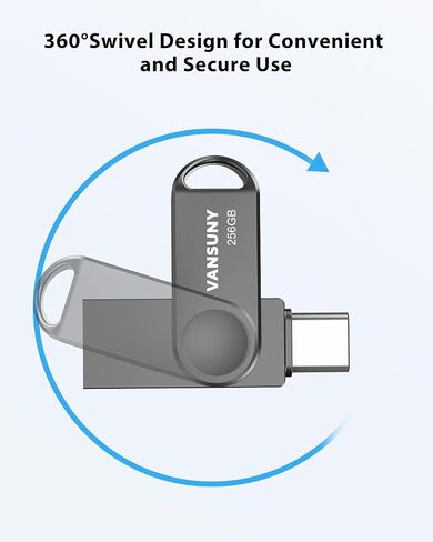 Vansuny 256GB Dual USB Type-C Flash Drive 2 in 1 OTG USB 3.0 Thumb Drive UDP-Tech Waterproof Metal Pen Drive for iPhone 15,Android Smartphones,Tablet,Laptop,PC in Saudi Arabia