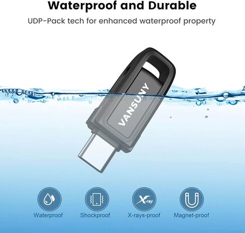 Vansuny 256GB Dual USB Type-C Flash Drive 2 in 1 OTG USB 3.0 Thumb Drive UDP-Tech Waterproof Metal Pen Drive for iPhone 15,Android Smartphones,Tablet,Laptop,PC in Saudi Arabia