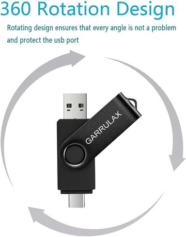محرك أقراص فلاش USB من جارولاكس، سعة 128 جيجابايت 2 في 1 OTG Type C USB 2.0 قابل للتدوير لتخزين التاريخ بندريف الإبهام للهواتف الذكية التي تعمل بنظام Android وأجهزة MacBook والأجهزة اللوحية والكمبيوتر الشخصي in Saudi Arabia