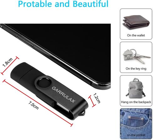 محرك أقراص فلاش USB من جارولاكس، سعة 128 جيجابايت 2 في 1 OTG Type C USB 2.0 قابل للتدوير لتخزين التاريخ بندريف الإبهام للهواتف الذكية التي تعمل بنظام Android وأجهزة MacBook والأجهزة اللوحية والكمبيوتر الشخصي in Saudi Arabia