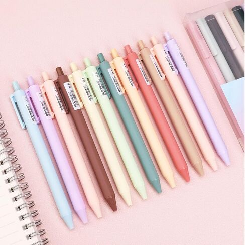 12pcs Retractable Gel Pens, 0.5mm Fine Point Pens, Assorted Colors, Smooth Writing, Quick-Drying Ink, Cute Pens for Journaling Note Taking in Kuwait