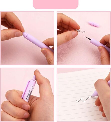 12pcs Retractable Gel Pens, 0.5mm Fine Point Pens, Assorted Colors, Smooth Writing, Quick-Drying Ink, Cute Pens for Journaling Note Taking in Kuwait