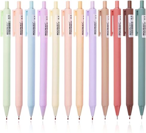 12pcs Retractable Gel Pens, 0.5mm Fine Point Pens, Assorted Colors, Smooth Writing, Quick-Drying Ink, Cute Pens for Journaling Note Taking in Kuwait