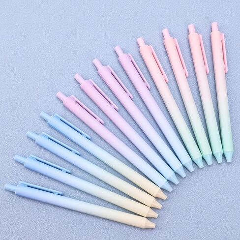 ITAWIXS 12Pcs Pastel Shifting Gel Ink Pens, 0.5mm Black Ink Fine Point Pens, Smooth Writing, Cute Aesthetic Retractable Pens for Journaling Taking Notes School Office Home in Kuwait