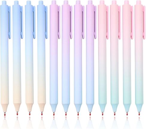 ITAWIXS 12Pcs Pastel Shifting Gel Ink Pens, 0.5mm Black Ink Fine Point Pens, Smooth Writing, Cute Aesthetic Retractable Pens for Journaling Taking Notes School Office Home in Kuwait