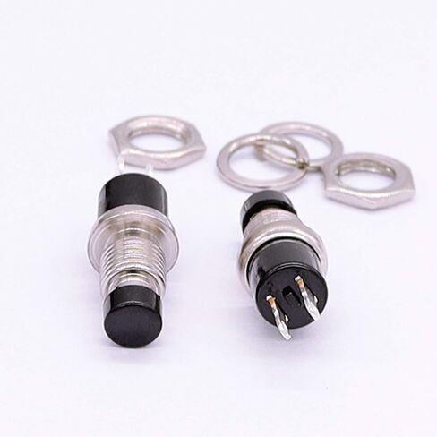 TWTADE/12 قطعة مفتاح ضغط صغير مؤقت 1A 250V AC 2 Pin SPST NO (مفتوح عادة) PBS-110-BK in Saudi Arabia
