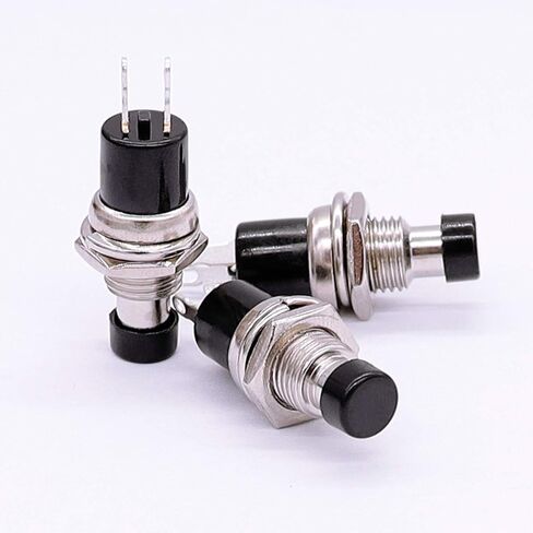 TWTADE/12 قطعة مفتاح ضغط صغير مؤقت 1A 250V AC 2 Pin SPST NO (مفتوح عادة) PBS-110-BK in Saudi Arabia
