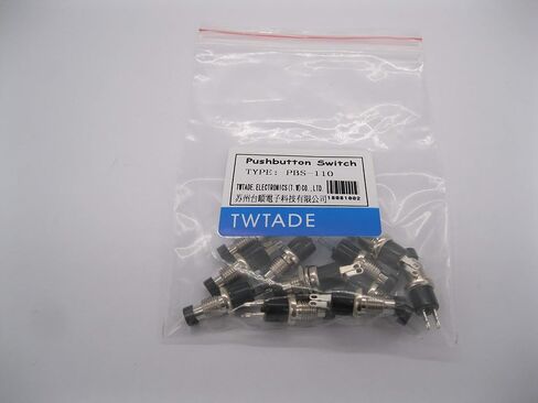 TWTADE/12 قطعة مفتاح ضغط صغير مؤقت 1A 250V AC 2 Pin SPST NO (مفتوح عادة) PBS-110-BK in Saudi Arabia