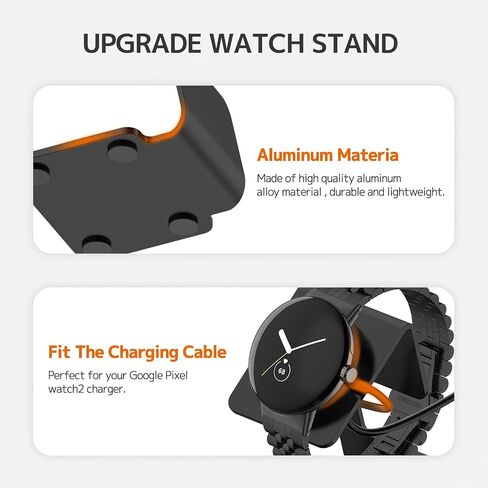 NINKI Charger Stand Holder Dock Compatible for Google Pixel Watch Charging Stand Station Aluminum,Metal Pixel Watch Charging Pixel Watch Charger Stand for Google Pixel 1 Smart Watch Accessories -Black in Saudi Arabia