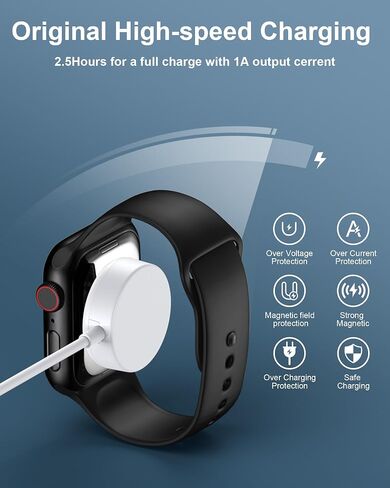 Wireless iWatch Charger Cable for Newest Apple Watch Series Ultra 9 8 7 6 5 4 3 SE, Magnetic i Watch Fast Charging Cord 3ft Portable Pad Dock Stand for Apple smartwatch 38/40/41/42/44/45mm Cargador in Saudi Arabia