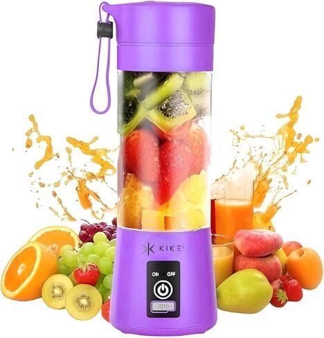 KIKE Portable Blender, Personal Blender for Shakes and Smoothies with 6 Blades and 16oz, USB Rechargeable, Travel Cup and Lid, Juices, Baby Food, Heavy Duty and Food Processor (PURPLE) in Saudi Arabia