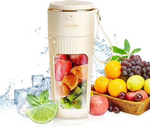 Portable Blender,Personal Blender for Shakes and Smoothies,Mini Blender Bottle USB Rechargeable,Portable Juicer Cup with 10 Blades,12Oz Handheld Blender for Kichen Ice, Gym, Office in Saudi Arabia
