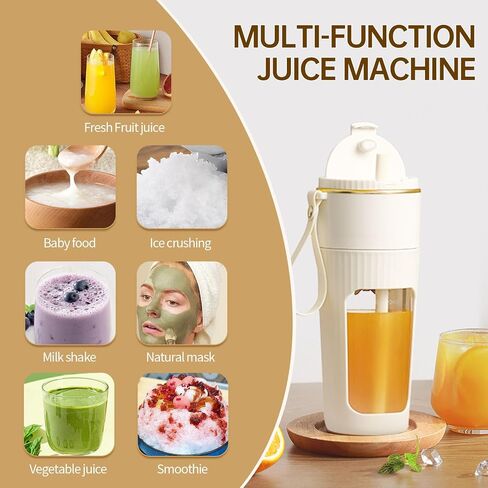 Portable Blender,Personal Blender for Shakes and Smoothies,Mini Blender Bottle USB Rechargeable,Portable Juicer Cup with 10 Blades,12Oz Handheld Blender for Kichen Ice, Gym, Office in Saudi Arabia