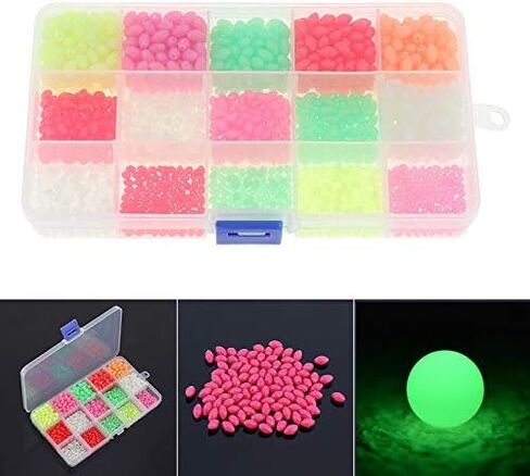 OriGlam 1500pcs Fishing Beads Assorted, Luminous Glow Fishing Beads Kit, Plastic Oval Beads Fishing Tackle, Luminous Fishing Bead Rigging Beads Fishing Lures Beads in Saudi Arabia