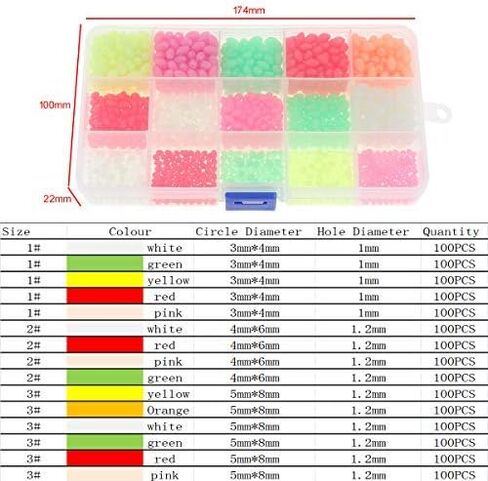 OriGlam 1500pcs Fishing Beads Assorted, Luminous Glow Fishing Beads Kit, Plastic Oval Beads Fishing Tackle, Luminous Fishing Bead Rigging Beads Fishing Lures Beads in Saudi Arabia