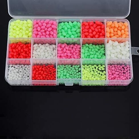 OriGlam 1500pcs Fishing Beads Assorted, Luminous Glow Fishing Beads Kit, Plastic Oval Beads Fishing Tackle, Luminous Fishing Bead Rigging Beads Fishing Lures Beads in Saudi Arabia