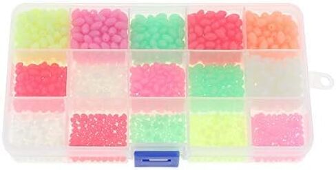 OriGlam 1500pcs Fishing Beads Assorted, Luminous Glow Fishing Beads Kit, Plastic Oval Beads Fishing Tackle, Luminous Fishing Bead Rigging Beads Fishing Lures Beads in Saudi Arabia