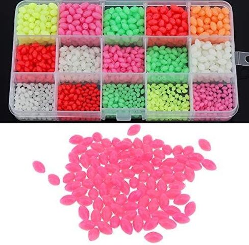 OriGlam 1500pcs Fishing Beads Assorted, Luminous Glow Fishing Beads Kit, Plastic Oval Beads Fishing Tackle, Luminous Fishing Bead Rigging Beads Fishing Lures Beads in Saudi Arabia