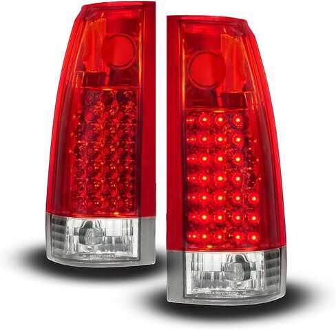 AmeriLite لـ 1988-2000 Chevy GMC Pickup Truck CK 1500 2500 3500 مصابيح خلفية LED بديلة باللون الأحمر الشفاف مع مجموعة مصابيح - جانب الركاب والسائق in Kuwait