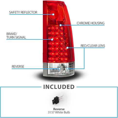 AmeriLite لـ 1988-2000 Chevy GMC Pickup Truck CK 1500 2500 3500 مصابيح خلفية LED بديلة باللون الأحمر الشفاف مع مجموعة مصابيح - جانب الركاب والسائق in Kuwait