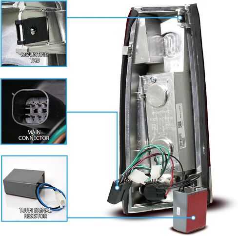 AmeriLite لـ 1988-2000 Chevy GMC Pickup Truck CK 1500 2500 3500 مصابيح خلفية LED بديلة باللون الأحمر الشفاف مع مجموعة مصابيح - جانب الركاب والسائق in Kuwait