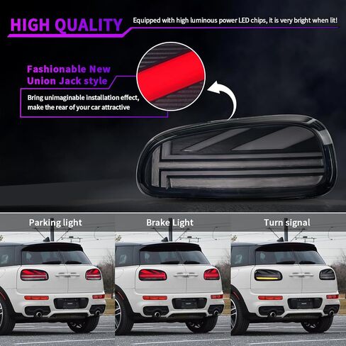 Tail Lights for JCW MINI F54 Cooper S Clubman 2014-2019 w/Start Up Animation & Sequential Turn Signals Union Jack Rear Light Assembly in Saudi Arabia