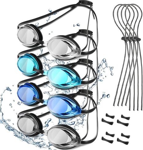 4 Pair Adult Swimming Goggles for Men Women Anti Fog Racing Competitive Swimming Goggles No Leaking Swimming Goggles with Adjustable Goggle Bungee Strap and Nosepieces Youth, 4 Colors in Saudi Arabia