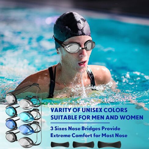 4 Pair Adult Swimming Goggles for Men Women Anti Fog Racing Competitive Swimming Goggles No Leaking Swimming Goggles with Adjustable Goggle Bungee Strap and Nosepieces Youth, 4 Colors in Saudi Arabia