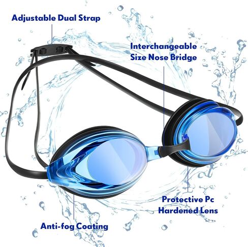 4 Pair Adult Swimming Goggles for Men Women Anti Fog Racing Competitive Swimming Goggles No Leaking Swimming Goggles with Adjustable Goggle Bungee Strap and Nosepieces Youth, 4 Colors in Saudi Arabia