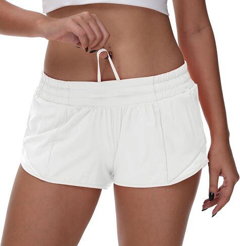 MCEDAR Women's Running Shorts Low Waisted 2.5"，Lightweight Active Workout Quick Dry Gym Athletic Sports Shorts Zip Pocket in Kuwait