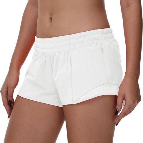 MCEDAR Women's Running Shorts Low Waisted 2.5"，Lightweight Active Workout Quick Dry Gym Athletic Sports Shorts Zip Pocket in Kuwait