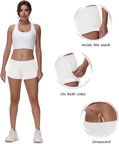 MCEDAR Women's Running Shorts Low Waisted 2.5"，Lightweight Active Workout Quick Dry Gym Athletic Sports Shorts Zip Pocket in Kuwait